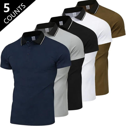 👔 LIMITED-TIME 50% OFF! ✨ Men's Collared T-Shirt – Slim Fit, Contrast Collar, Moisture-Wicking 🌀