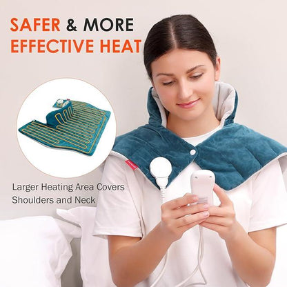 🔥Weighted Heating Pad for Neck and Shoulders, 2.2lb Large Electric Heated Neck Shoulder Wrap - 9 Heat Settings, 11 Auto-Off, Stay on, Backlight
