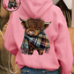 🎄HOT SALE 50% OFF!!🎁Cute Highland Cow Cozy Fleece-Lined Hooded Sweatshirt🦬