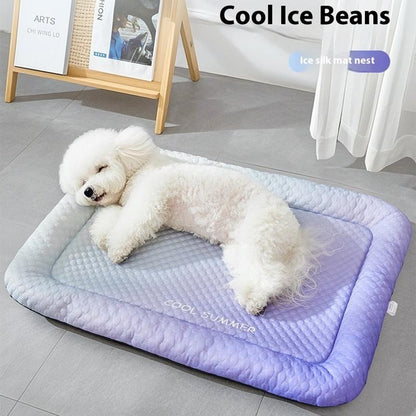 ⏳LAST DAY SALE ONLY￡9.99!!❄️Pawchill™🇬🇧Pet Cooling Mat for Dogs & Cats 🐾  Naturally Cool Ice-Silk Pad • Breathable, Washable & Soft 🌿  For Floors, Sofas & Car Travel • Multiple Sizes • Gradient Colours ☀️🐶🐱