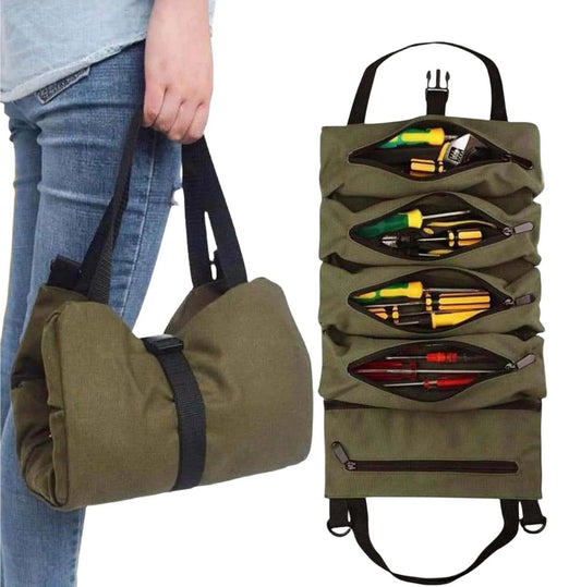 🧰✨ Roll-Up Tool Bag – 50% OFF! 5 zippered pockets, heavy-duty Oxford canvas, hangable design – perfect gift for mechanics & dads. 💪