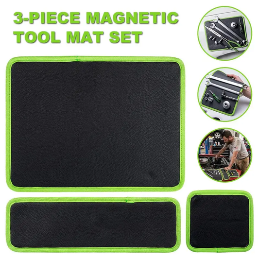 【BackToSchool】3PC Flexible Magnetic Tool Mat & Tray Holder Set - Flexible Set for Garage Users, PVC Non-Slip Tool Storage for Auto Repair, Father's Day Gift Idea