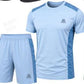 Men's Activewear Pro-Series Gym Set with Contrast Mesh Panels Shorts T-Shirt - Moisture-Wicking Fabric & Reflective Accents