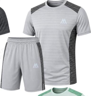Men's Activewear Pro-Series Gym Set with Contrast Mesh Panels Shorts T-Shirt - Moisture-Wicking Fabric & Reflective Accents