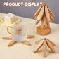 🎄✨ Tree-Shaped Wooden Trivet Set – 50% OFF! Gravity-activated folding, 4 trivets + stand, heat-resistant – festive table protection. 🍽️