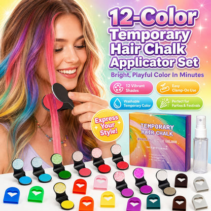 🥳HOT SALE🥳💞50K+ SOLD! Hair Chalk Set – From £12.99! 12 colors, easy clamp-on & washable. Instant hair color – grab yours! ✅