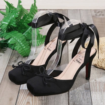 🔥👠 50% OFF! Bowknot Mules – square toe, low heel, breathable textile – vintage charm for every day. 💃🌸