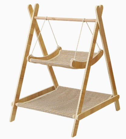 🐱✨ Wooden Double-Layer Cat Hammock – 50% OFF! Washable 2-tier bed, scratching cover, sturdy frame – perfect for multi-cat homes. 🏠