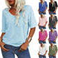 👚Women's Solid Color V-Neck T-shirt