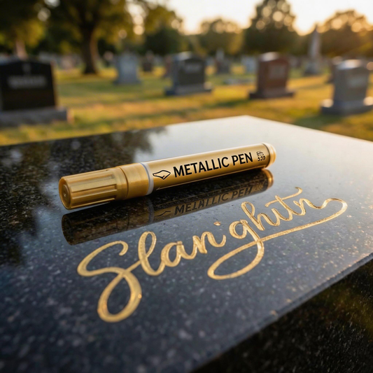 Death is not the end. Being forgotten is.✏️BUY 1 GET 1 FREE! ✨ Golden Gravestone Pen for Restoring Faded Inscriptions – Weatherproof & easy to apply – Durable gold tone, perfect for memorial maintenance or heritage projects 🖊️🌿