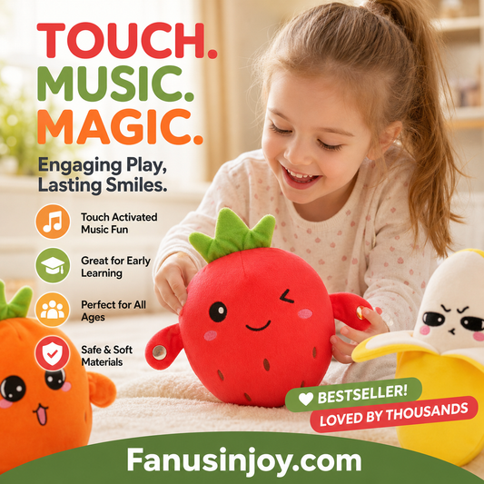 🍌Final Hours Flash Sale ￡13.99!!⚡🍓Give him a joyful childhood！🎶Fruit Sensor Beat Interactive Doll