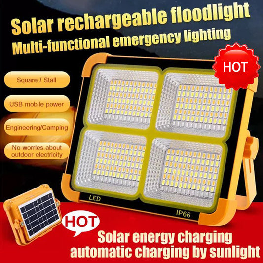 🏕️☀️Solar Rechargeable LED Work Light - 288 Super Bright 5730 Beads Floodlight, USB & Type-C Charging, 5 Lighting Modes, IP65 Waterproof Portable Solar Outdoor Lights, Work Accessories for Survival Camping