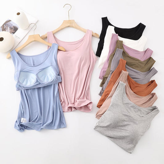 🎁 Hot Sale 50% OFF 👉 Women's Classic Solid Color Tank Top with Built-in Bra 🎉
