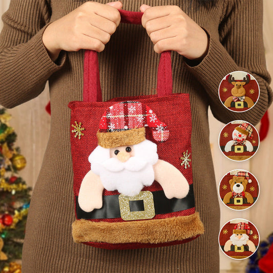 🎅✨ 3D Santa Linen Candy Bags – 50% OFF! Reusable with handles, Christmas Eve goodie pouches – festive party favor sacks. 🎄