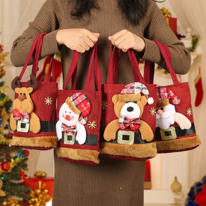 🎅✨ 3D Santa Linen Candy Bags – 50% OFF! Reusable with handles, Christmas Eve goodie pouches – festive party favor sacks. 🎄