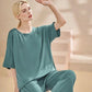 🔥Casual 2-Piece Loose-Fit Short Sleeve Top & Wide-Leg Pants Set with Pockets