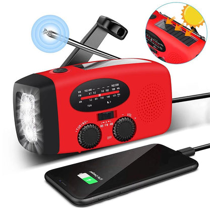 📻50% OFF NOW! Portable Emergency Hand Crank Solar Radio – Multifunctional AM/FM/WB Weather Radio with LED Flashlight & Phone Charger for Camping, Hurricane & Power Outages