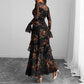 ✨2026 New Arrival 50%OFF🌸Floral Print Sheer Mesh Ruffle Hem Maxi Dress