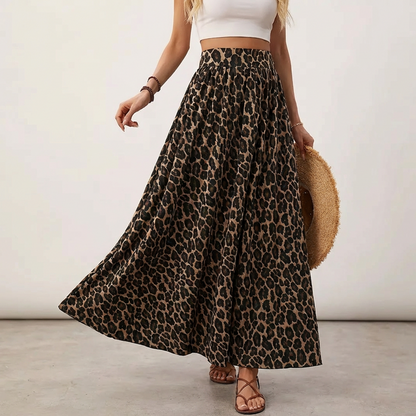 🎁New arrival 50% OFF💥Flowy Leopard Print High Waist Maxi Skirt