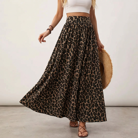 🎁New arrival 50% OFF💥Flowy Leopard Print High Waist Maxi Skirt
