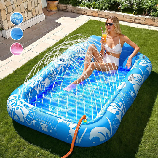 🥳2026 HOT SALE🥳💞50K+ SOLD!😎💦 63% OFF! Inflatable Tanning Pool Lounger – Smart spray cools you automatically. Detachable pillow, cup holders & safety handles. Holds 2 adults (350lb). Perfect for garden or beach! 🏖️🌞