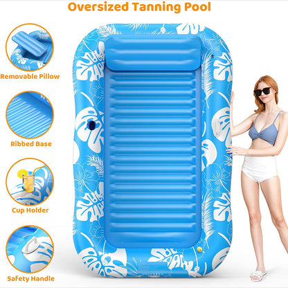 🥳2026 HOT SALE🥳💞50K+ SOLD!😎💦 63% OFF! Inflatable Tanning Pool Lounger – Smart spray cools you automatically. Detachable pillow, cup holders & safety handles. Holds 2 adults (350lb). Perfect for garden or beach! 🏖️🌞