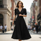 🥳2026 HOT SALE🥳💞50K+ SOLD!💥💕🌿 50% OFF! Elegant Puff Sleeve Dress – V-neck & high waist create hourglass shape. Breathable, wrinkle-resistant. Perfect for mature women. 👗✅
