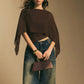 ✨ LIMITED-TIME 50% OFF! 👗 Women's Chiffon Cape Sleeve Top – Elegant, Asymmetrical, Ruched Waist 🦋