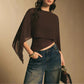 ✨ LIMITED-TIME 50% OFF! 👗 Women's Chiffon Cape Sleeve Top – Elegant, Asymmetrical, Ruched Waist 🦋
