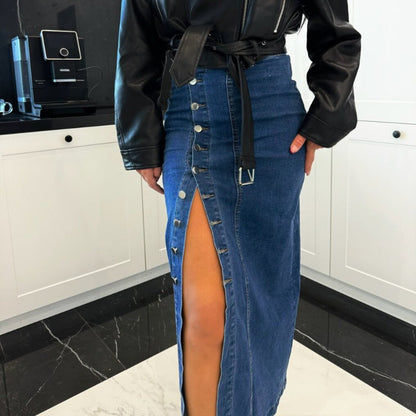 👗👖Stylish Button-Front Split Bodycon Skirt – 50% OFF! Sleek fit, front buttons, thigh-high split – day to night chic. 🔥💃