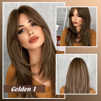 📢📢50% OFF !! ⏰Nice gift*Wig long hair Layered bangs wigs