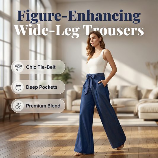 Women's High-Waist Wide-Leg Pants with Tie-Belt