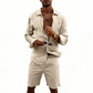 📢📢40% OFF !! ⏰Men's Linen Long Sleeve Shirt & Shorts Set