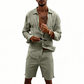📢📢40% OFF !! ⏰Men's Linen Long Sleeve Shirt & Shorts Set