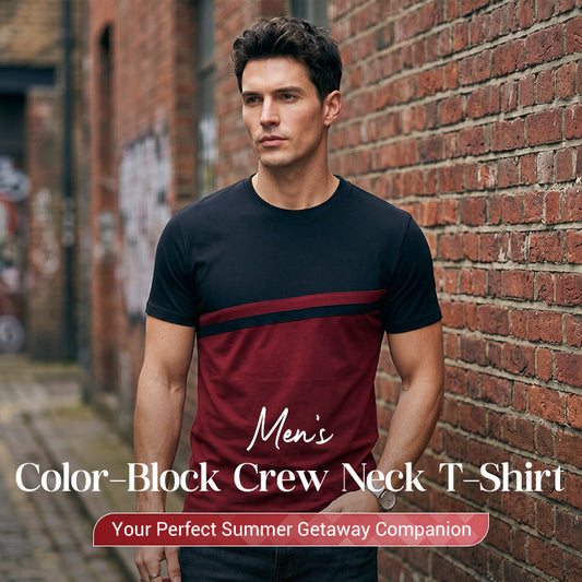Men's Color-Block Crew Neck T-Shirt