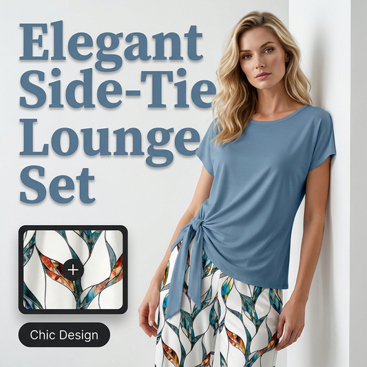 🥳SUMMER HOT SALE🥳💞50K+ SOLD!💥50% OFF! 🔥 Women's Side-Tie Top & Patterned Pants Set – Flowy, adjustable fit & perfect for summer vacations or resort wear 👖