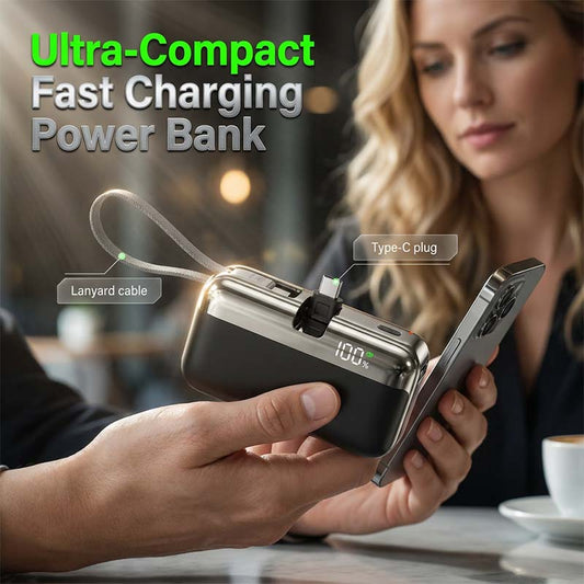 Portable Power Bank with Integrated Charging Cable