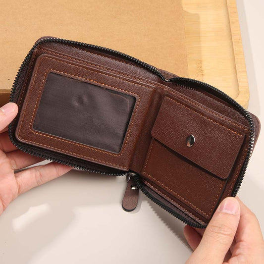 🔥While Supplies Last 40% OFF!🎉 Men's PU Leather Zip-Around Bifold Wallet