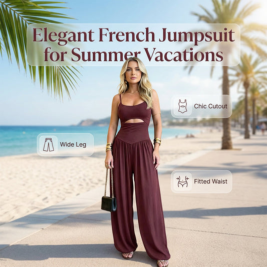 👗 50% OFF NOW!✨Sleeveless Cutout Wide-Leg Jumpsuit with Back Tie