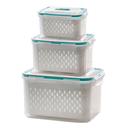 🥗 50% OFF NOW!🧊 2 in 1 Draining Fresh-Keep Food Container – Airtight & Microwave Safe – Fridge Essential 🔒