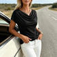👚 LIMITED-TIME 50% OFF! ✨ Women's Cowl Neck Top – Cap Sleeve, Draped, Soft Fabric 🌸