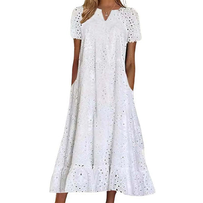 ⏰Summer Hot Sale 70% OFF💃Women's Elegant Cutout V-Neck Maxi Dress – Flattering V-Neck, Graceful Cutout Detail & Flowy Hem ✨