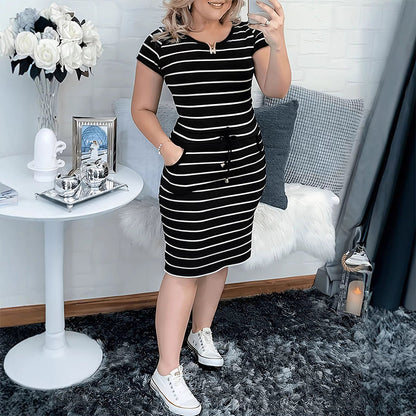 🌸 50% OFF ! 🌸Women's Summer Striped Dress with Pockets – Classic Stripes, Handy Side Pockets & Breezy Fit ☀️