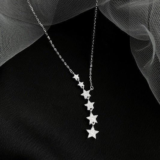 Women's Cascading Star Lariat Necklace 🌟 Cascading Star Design, Drapes Beautifully, No Clasp Needed 💫