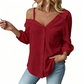 👚 55% OFF NOW! 🔥 Off-Shoulder Button-Up Top – Crinkle texture & relaxed fit – 5 colours, sizes S-XL – perfect for summer, beach or casual chic 🌊