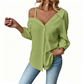 👚 55% OFF NOW! 🔥 Off-Shoulder Button-Up Top – Crinkle texture & relaxed fit – 5 colours, sizes S-XL – perfect for summer, beach or casual chic 🌊