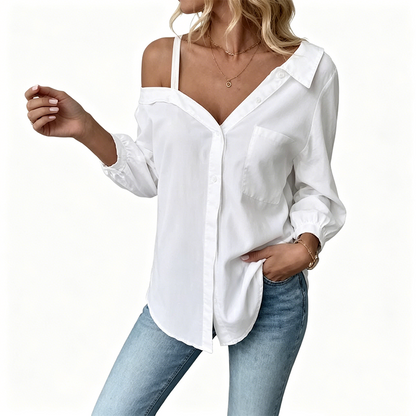 👚 55% OFF NOW! 🔥 Off-Shoulder Button-Up Top – Crinkle texture & relaxed fit – 5 colours, sizes S-XL – perfect for summer, beach or casual chic 🌊