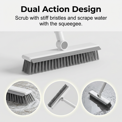 🔥UP TO 50% OFF!!2-in-1 Floor Brush with Squeegee | Ergonomic Long Handle Tile Scrubber for Bathroom & Kitchen Cleaning
