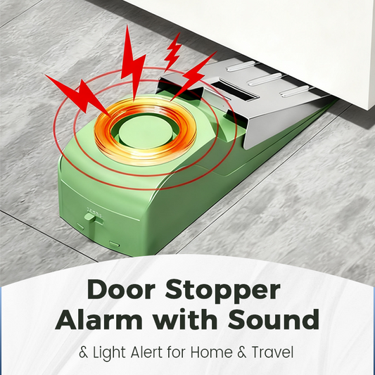 🚪🚨 Door Stopper Security Alarm – 50% OFF! Loud siren + flashing light, stainless steel plate, adjustable sensitivity – travel & home protection. 🔒