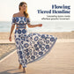 🌺 LIMITED-TIME 56% OFF! 💥 Women's Off-Shoulder Midi Dress – Daisy Print, Waist Cutout & Flattering Flowy Fit – Tropical Chic 💃